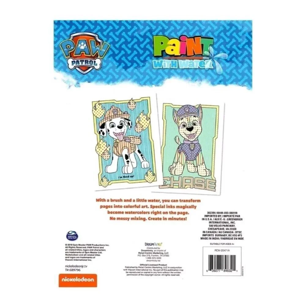 Nickelodeon Paw Patrol Marshall Paint With Water Book NEW